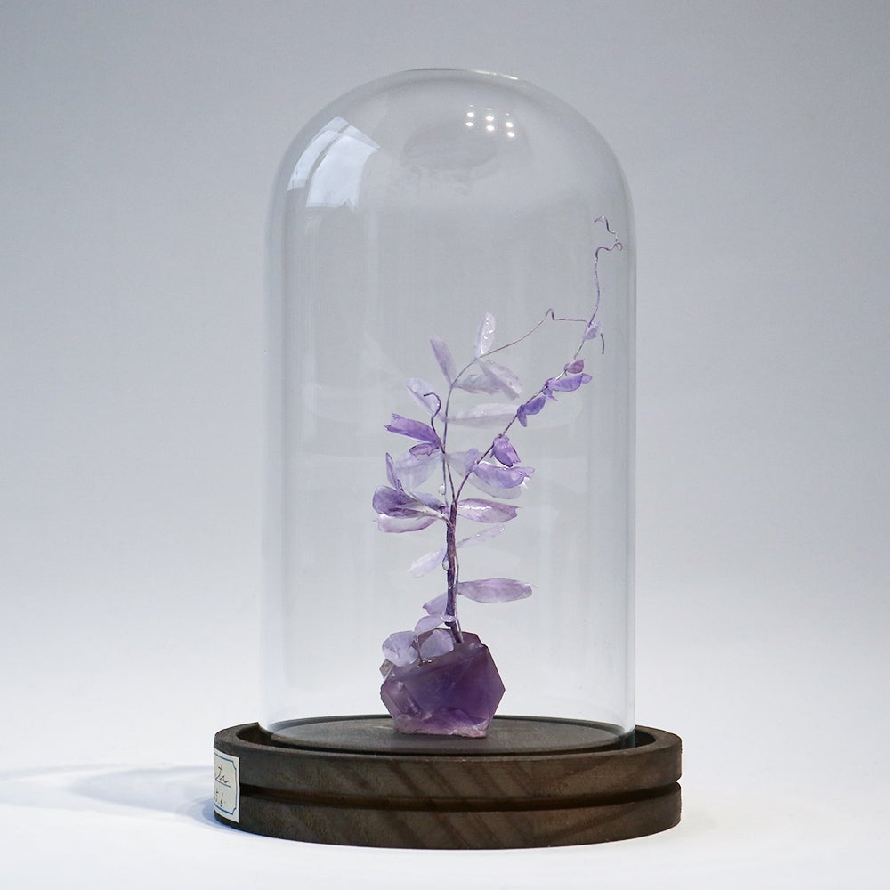 紫色のガラス製置物 約25cm kopfkino】鉱石植物 ガラスドームS アメシスト | ウサギノネドコ